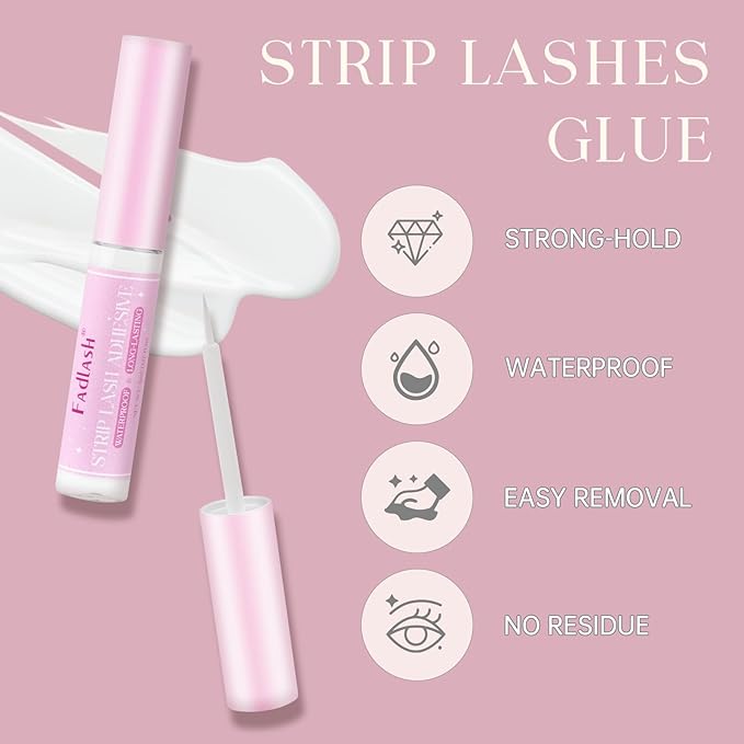 FADLASH Eyelash Glue for False Lashes White Clear Strip Lash Glue Strong Hold Waterproof Long-Lasting 5ml