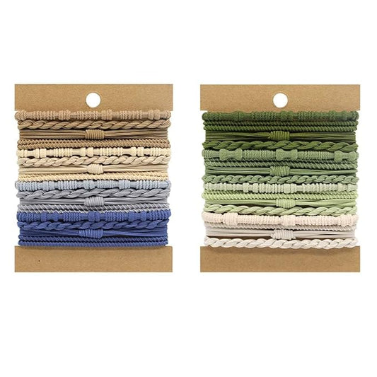 Multistyle Hair Ties Set: Gentle High Elasticity Ponytail Scrunchie Bracelet for Women (31-Bamboo Green Set:32, One Size)