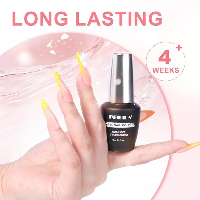 NXJ INFILILA Light Pink Gel Nail Polish, 15ml Baby Milky Pink Soak Off UV LED Gel Polish Long Lasting Shiny, Nude Jelly Sheer Translucent Color for Salon and Nail Art DIY at Home N10
