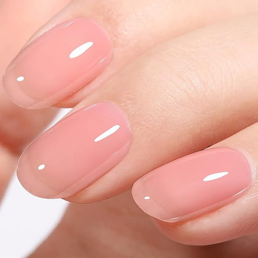 AILLSA Nude Gel Polish Natural Pink Jelly Gel Nail Polish Marshmallow Baby Pink Light Color Translucent Gel Polish Soak Off U V Gel Nail for French Manicure & Home Salon 0.51 Oz GB68