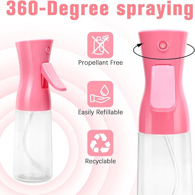 Fun Gift Spray Bottle For Hair,Continuous Water Mister for Hairstyling, Salons, Cleaning, Plants,Essential Oil Scents,Ultra Fine Mist Sprayer,6.8 OZ /200 ML-pink(Christmas Gifts)