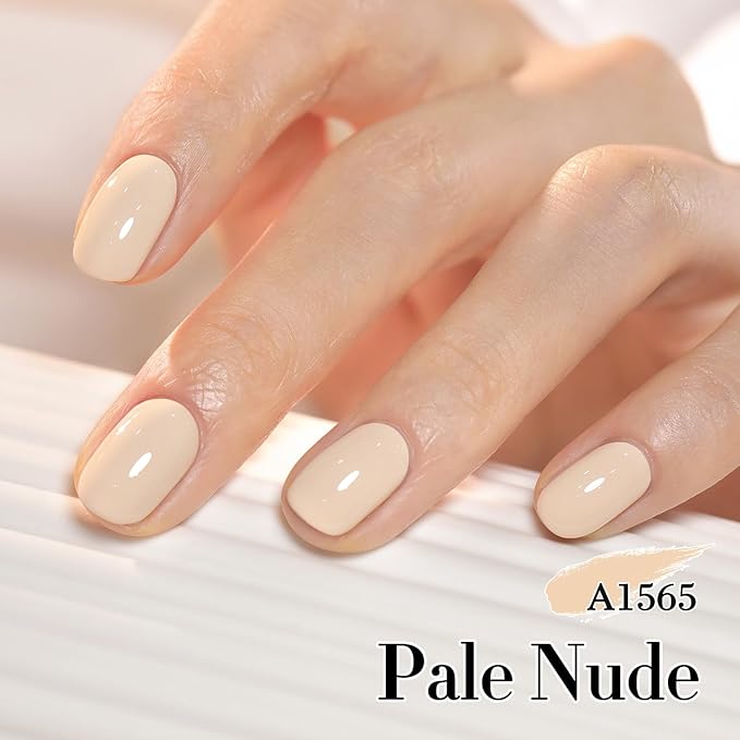 Double Rhythm 0.50 OZ Gel Polish Hema Free Same Color Same Bottle Golden Round Translucent Neutral Natural Milky 15 ML Jelly UV Polish Art DIY at Home (Milky Beige-C1565)