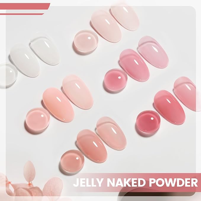 RARJSM Jelly Nude Gel Nail Polish Set 6 Transparent Neutral Skin Tone Colors Milky White Clear Pink Sheer Rose Red French Manicure LED UV Gelpolish Soak Off Curing Requires for Home Salon 7.5ml