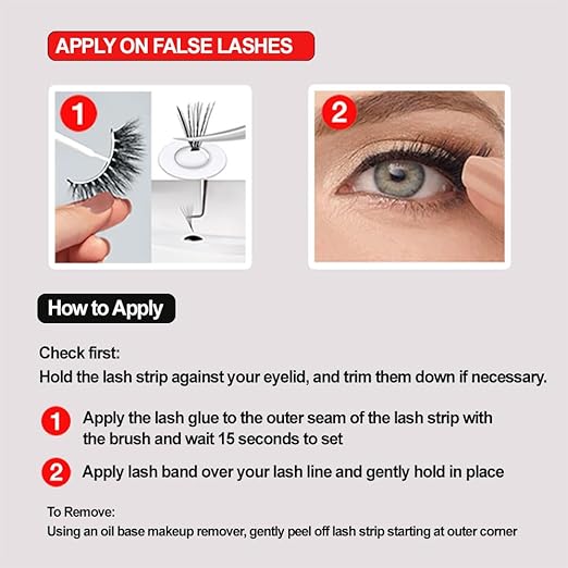 UOG (United One) Eyelash Adhesive Glue - Super Strong Hold Up to 5 Days, Waterproof & Allergy-Free, Odorless Brush-On False Lash Extension Glue, All-in-One Formula. (Clear).