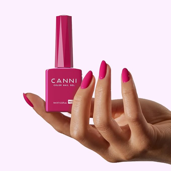 CANNI Hot Pink Gel Nail Polish, 1Pcs Neon Pink Gel Polish Pink Color High Gloss Soak Off U V French Nail Manicure Salon DIY