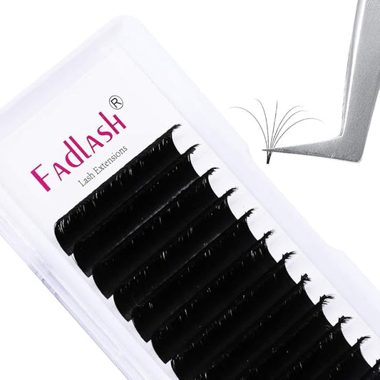 FADLASH Volume Lashes D Curl Self Fanning Lashes 0.03 12mm Eyelash Volume Extensions 5D 6D 7D 10D Automatic Blooming Easy Fan Eyelash Extension Supplies (0.03-D, 12mm)