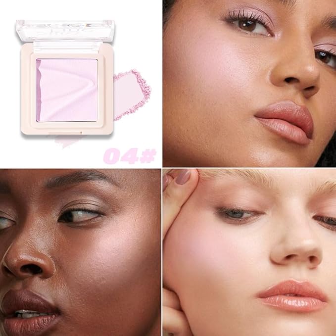 Contour & Highlighter Palette - Nude Pink Beige White Clear Natural Brightening, Non-Cakey Satin Finish for Flawless Sculpting (04# Milk Pink)