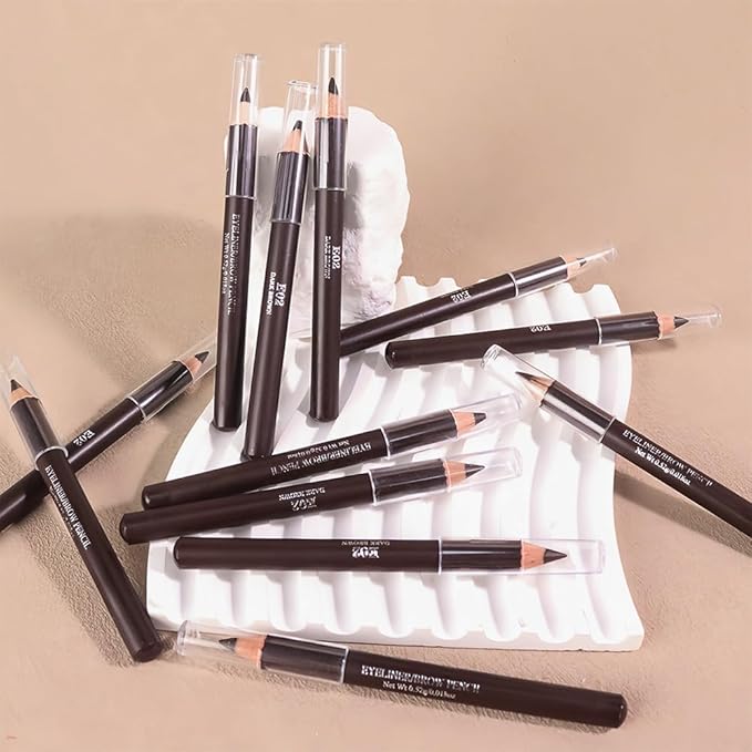 Eyebrow Pencils for Women with Sharpener, 6Pcs Hard-Core Wooden Eye Brow Eye Liner Pencils for Beginner Makeup, Waterproof & Sweat-Proof (6Pcs-Dark Brown)