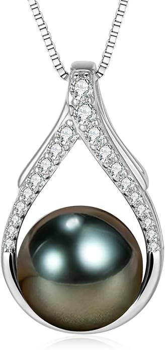 NONNYL Gifts for Women Mom Her Girlfriend Grandma Wife on Christmas Day Mothers Day Valentines Birthday Gifts Wedding Gift Jewelry Anniversary Tahitian Black Pearl Necklaces
