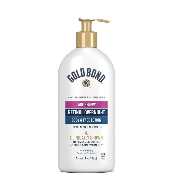 Gold Bond Age Renew Retinol Overnight Body & Face Lotion, With Retinol & Peptide Complex, 13 oz.