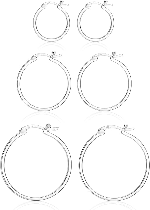 Hayoso 18K Gold Plated Hoop Earrings - 925 Sterling Silver Hoop Earrings Womens Hypoallergenic Hoops | Square Tube Hoop Earrings for Women 15mm/20mm/30mm/40mm