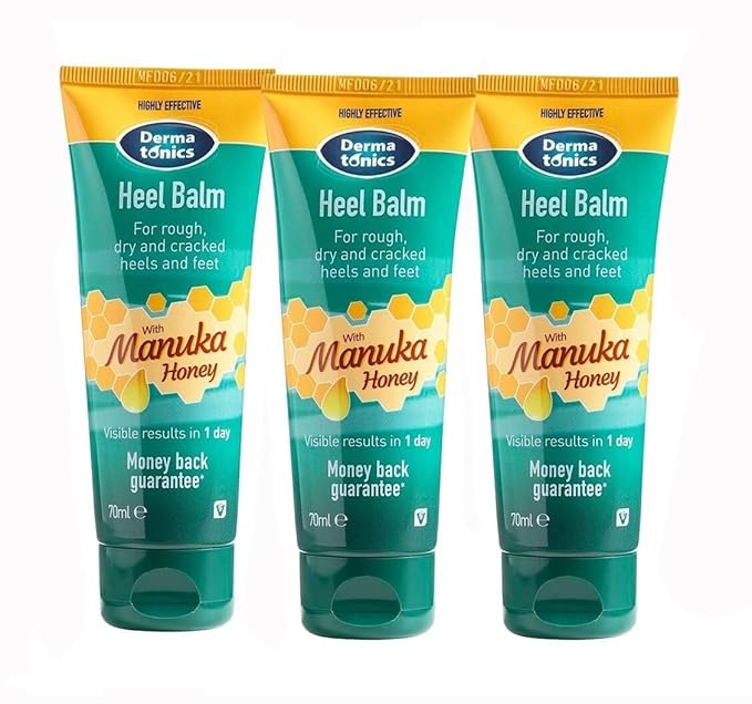 Dermatonics Foot Cream for Dry Cracked Heels (3 Pack) - 25% Urea with Manuka Honey, Intensive Moisturizing Treatment, Callus Remover, Exfoliating Care for Rough Feet Elbows Hands - Skin Repair 2.37oz