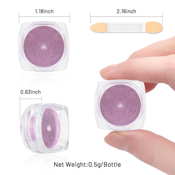 evpct 2Pcs Red Rose Gold Metallic Mirror Effect Chrome Nail Powder Kit for Nails Polish Rainbow Holographic Iridescent Chameleon Neon Nails Pigment Mirror Chrome Nail Powder for Gel Nails Glitter