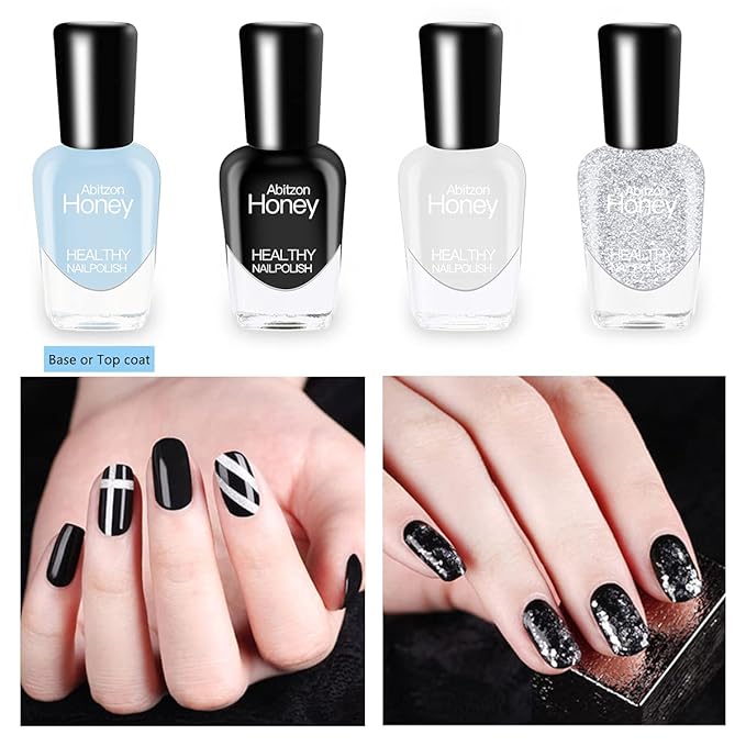 Abitzon NEW Nail Polish Set (10 Bottles) - Non-Toxic Eco-Friendly Easy Peel Off & Quick Dry Water Based Nail Polish