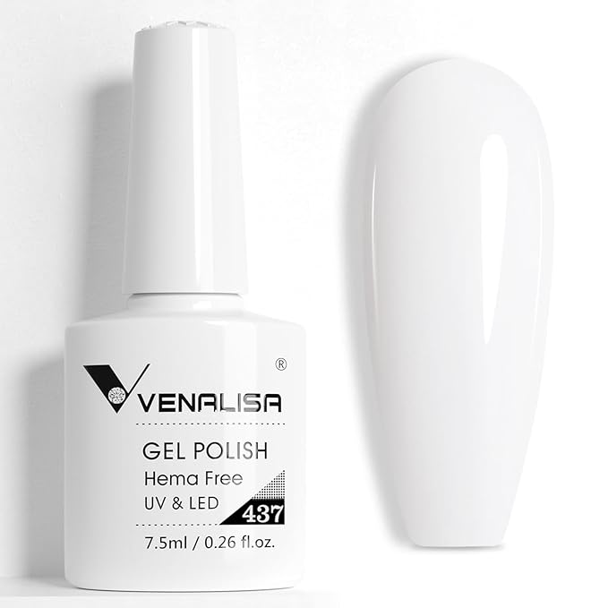 VENALISA White Gel Nail Polish, 1 Pcs Pure White Hema-free Nail Polish Gel Soak Off UV Gel DIY at Home Manicure Salon Nail Art For Girls Women