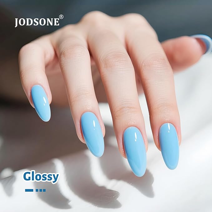 JODSONE Medium Blue Gel Nail Polish 10ml LED Gel Polish Baby Blue Nail Color Professional Salon Finish Long-Lasting Low Odor Need U V Lamp Curing