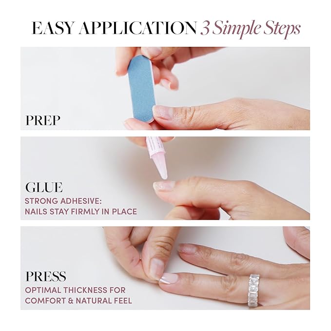 Glamnetic Press On Nails - Quiet Luxury | Super Short Neutral Fake Nails with Gold Reverse French Tip, Extra Short Salon Quality Nude Nails | 12 Sizes - 30 Nail Kit with Glue