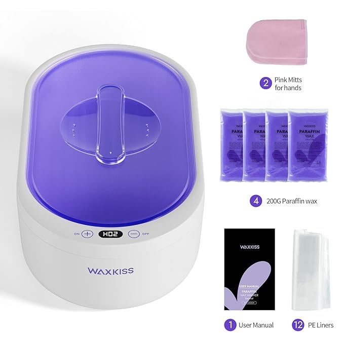 Small Paraffin Wax Machine for Hands - Professional Hand Wax Paraffin Machine 2L With 4Pack Paraffin Wax Refills Digital Display Screen for Paraffin Baths