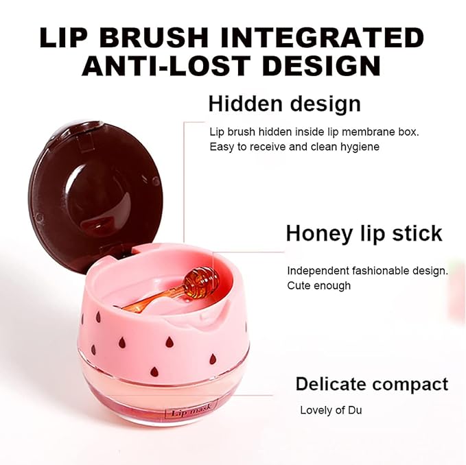Fruit Lip Mask Set with Honey & Vitamin E, Moisturizing Overnight Treatment, Effective Reduces Lip Lines Prevention Dry and Cracked (6 Flavors)