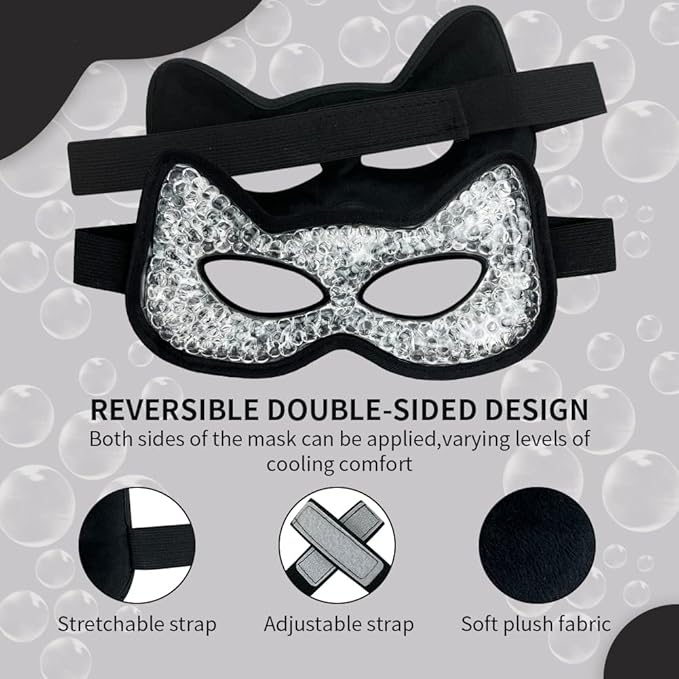 CONBELLA Cooling & Heating Eye Mask - Hot/Cold Use for Puffy Eyes, Headaches, Migraines, Sinus & Dark Circles (2 Packs Black)