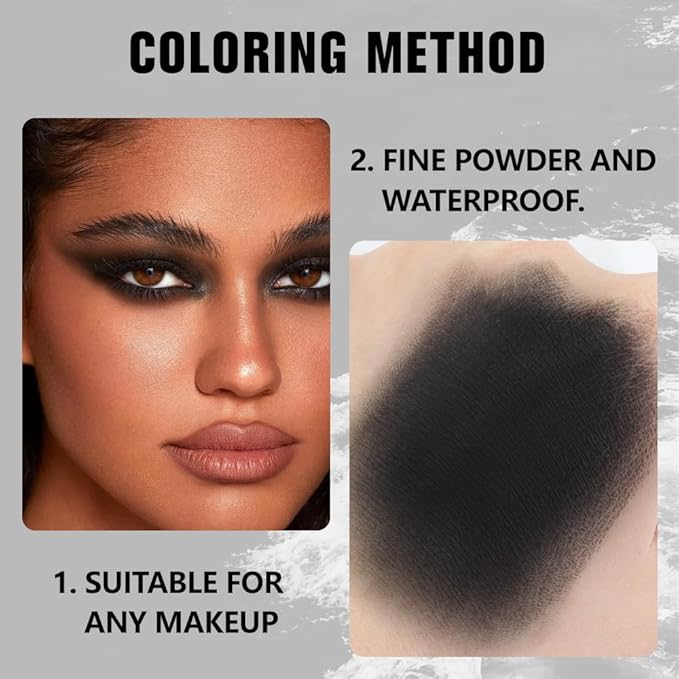 Kaely Pressed Single Eyeshadow Makeup, Deep Black Matte Highly Pigmented Monochrome Eye Shadow Palette, Waterproof Neutral Powder Mini Eyeshadow, sombras para ojos, Lightweight Blendable, 04