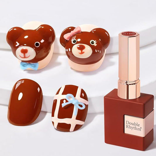Double Rhythm 0.5 Oz Gel Nail Polish Neutral Natural Same Color Same Bottle Translucent Light Milky Pastel 15ML Manicure French Design Art DIY at Home (Red Brown-A1499)