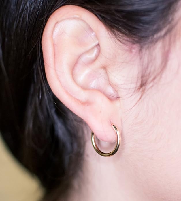 14K Yellow Gold Continuous Endless Hoop Earrings (2mm Tube)
