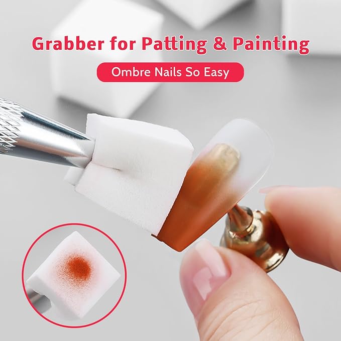 Karroy Patting Gel Nail Polish Set, 9 Colors Ombre Gel Polish Palette 100pcs Sponges 6pcs Brushes 1 Grabber, Colors Blending Painting Art, No Wipe, UV/LED Cured (Set 02)