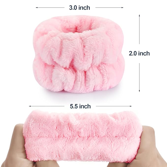 Dorbetar 4 Pcs Wrist Bands for Washing Face, Microfiber Wrist Towels for Washing Face, Spa Wristbands for Washing Face, Face Wash Wristbands, Arm Bands for Washing Face for Woman and Children