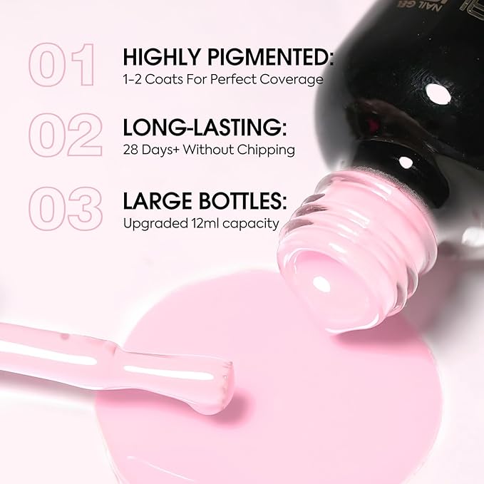 VENALISA Pink Gel Nail Polish 1 Pcs 12ml Light Pink Color Gel Polish Soak Off UV Salon Manicure DIY at Home Nail Art For Girls Women