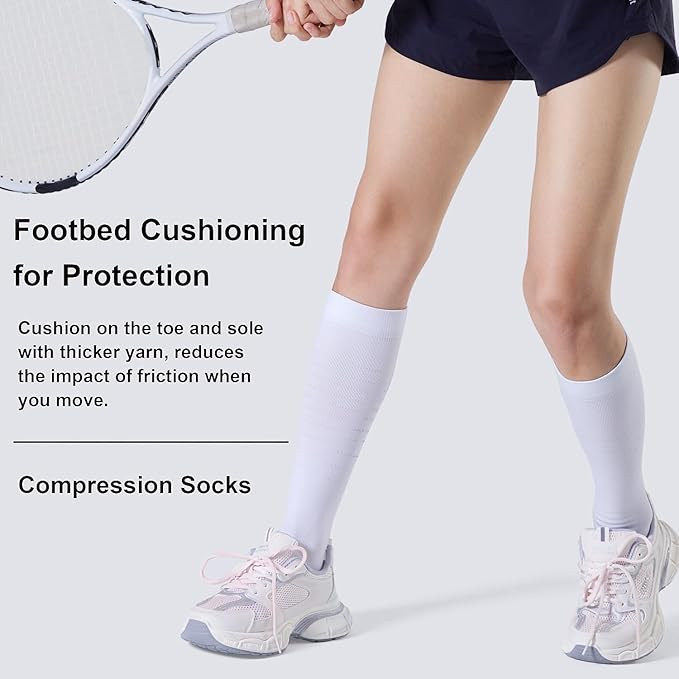 CelerSport 3 Pairs Compression Socks for Men and Women 20-30 mmHg Running Support Socks