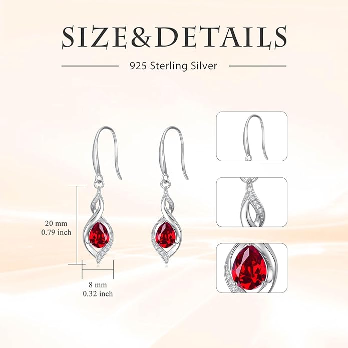 HPQQ Birthstone Earrings for Women 925 Sterling Silver Infinity Love Jewelry Valentines Day Birthday Gifts for Her Mom Wife Girlfriend