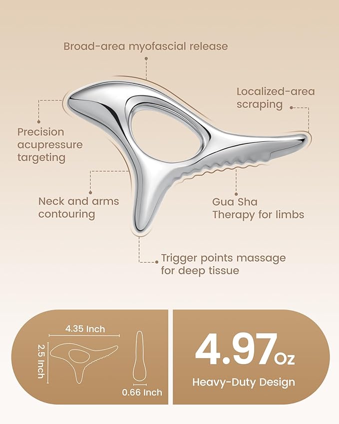 lifechill Trigger Point Massage Tool for Deep Tissue Pain Relief, Muscle Scraper Tool for Fascia Release, Metal Body Gua Sha Tool, Lymphatic Drainage Massager, Hand, Foot, Neck and Shoulder Massage