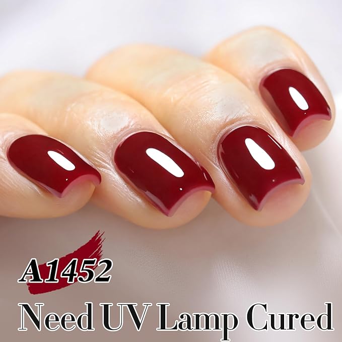 Double Rhythm 15ML Gel Polish Pure Sheer Same Color Same Bottle Soak Off Gel Polish Art Manicure Salon DIY at Home Gifts for Girls Women (Burgundy Red-A1452)