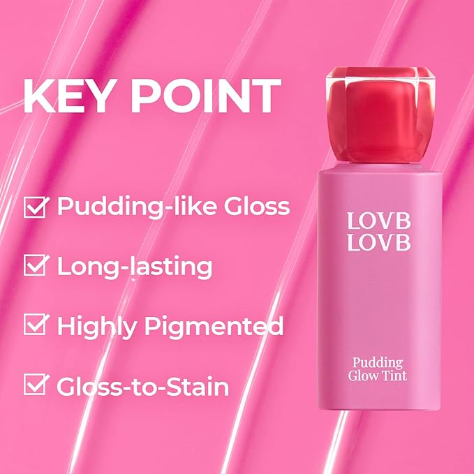 Pudding Glow Korean Lip Tint | Natural Lip Stain | Gloss to Stain | Long-Lasting & Non-Sticky | Lightweight Lip Tint | 0.14 oz. (02 ENDING ROSE)