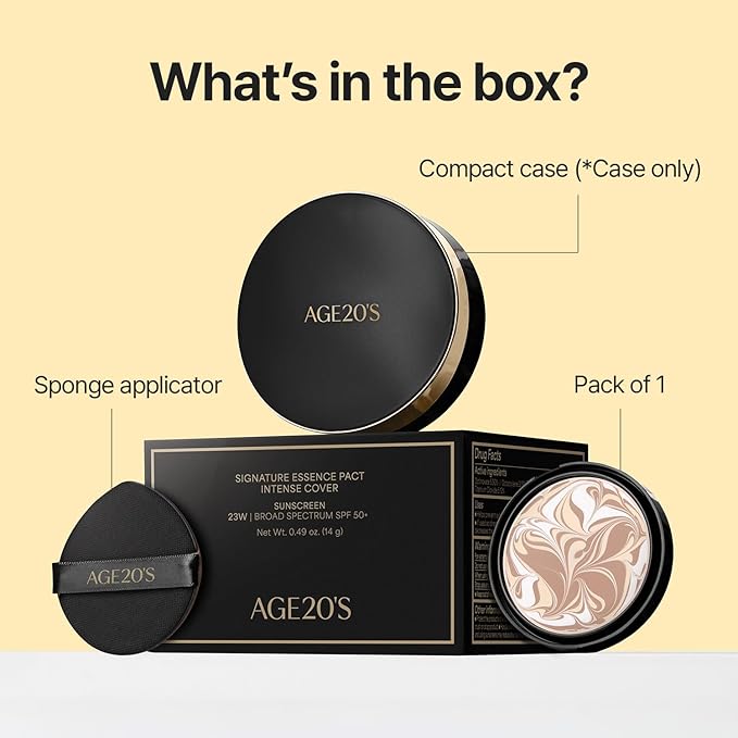 [NEW] AGE20'S Signature Essence Pact | 47N EBONY | Vegan Korean Cushion Foundation | Pack of 1 | Cream Foundation, Dewy & Glow Finish, Natural Coverage, SPF 50+