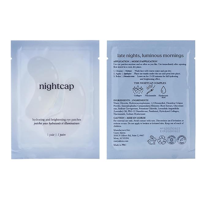 Nightcap Under Eye Patches – Cooling Hydrogel Eye Masks for Puffy Eyes, Dark Circles & Tired Skin – Collagen, Hyaluronic Acid, Niacinimide– 24 Pair Set
