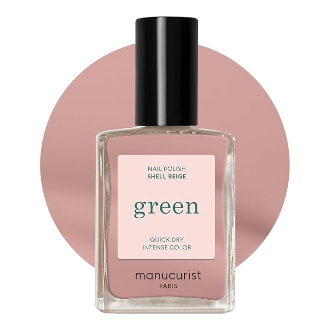 Manucurist Green Nail Polish Shell Beige - Beige Pink Nude Nail Polish - 9-Free, Plant-Based and Vegan - Manicure - Made in France - 0.5 fl oz
