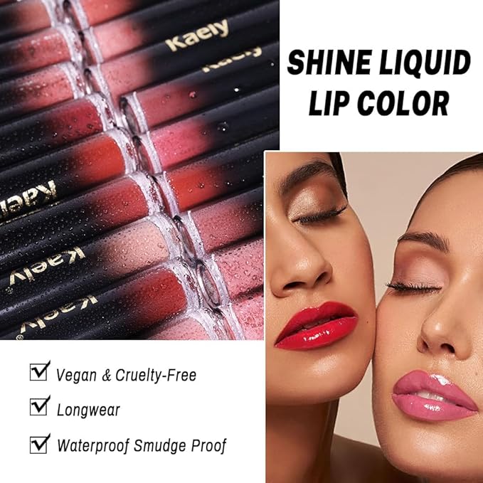 Kaely Longwear No-Budge Lipstick for Women, Highly Pigmented Liquid Lip Color Makeup, Non-Transfer Lip Gloss Stain Waterproof Smudge Proof 24 Hour, Instant Shine, Vegan & Cruelty-Free, 02 ROYA