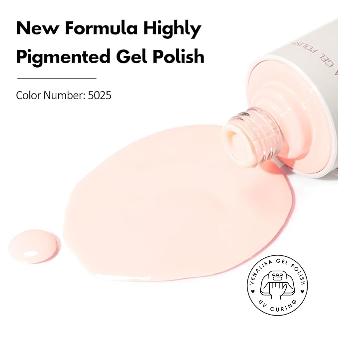 VENALISA Light Pink Gel Nail Polish, 1 Pcs Baby Pink Gel Polish Soft Pastel Color High Gloss Soak Off U V Nail Manicure Salon and DIY at Home Gifts for Women