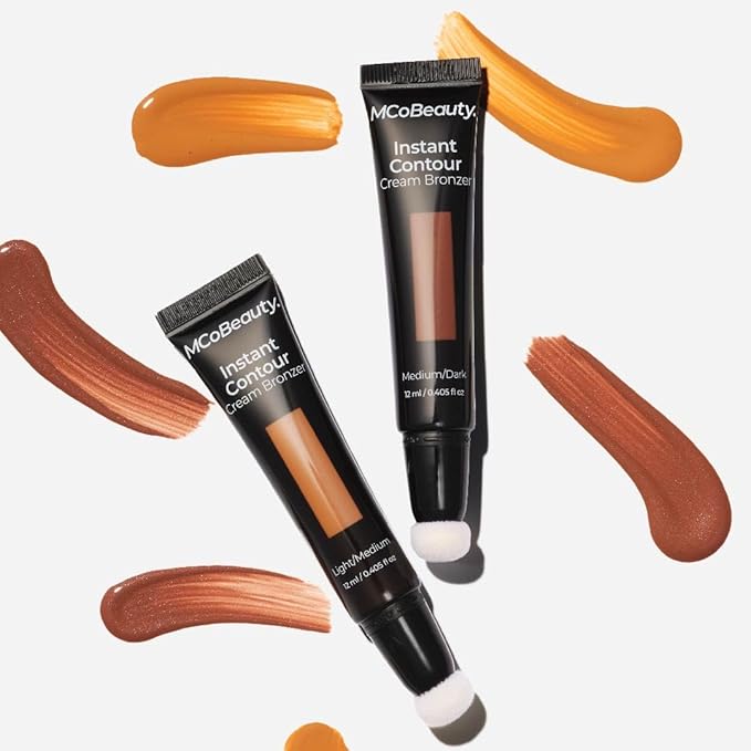 MCoBeauty - Instant Contour Cream Bronzer - Medium to Dark Shade - Cream Stick with In-Built Cushion Applicator for Cheekbones and Face Contour - Concealers & Neutralizing Makeup