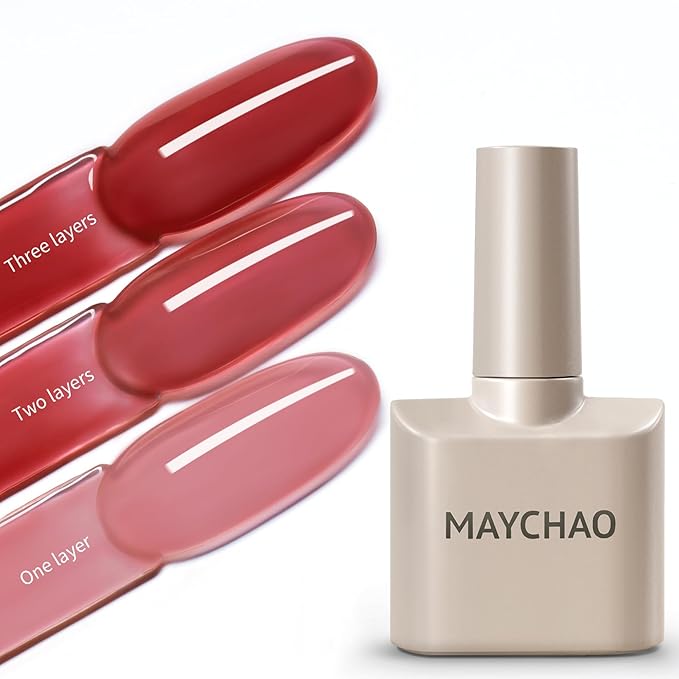 MAYCHAO Jelly Gel Nail Polish -15ML Blush Pink Gel Polish Soak Off UV LED Sheer Pink Nail Polish for DIY Manicure Home Salon Nail Art, 0.5 OZ