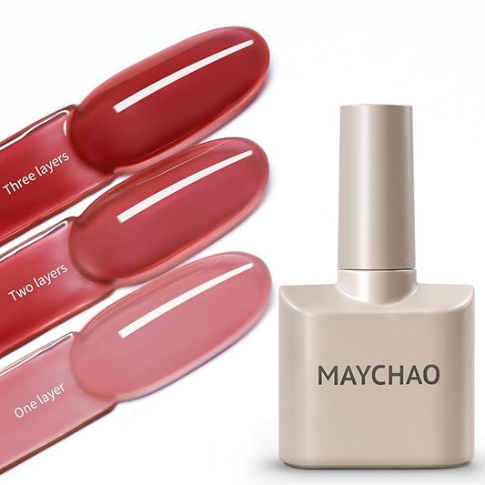 MAYCHAO Jelly Gel Nail Polish -15ML Blush Pink Gel Polish Soak Off UV LED Sheer Pink Nail Polish for DIY Manicure Home Salon Nail Art, 0.5 OZ