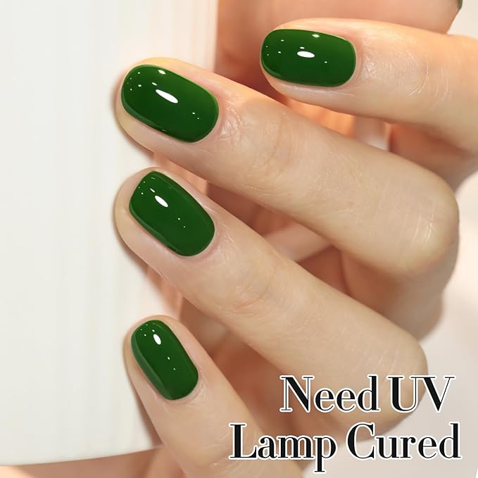 Double Rhythm 0.50 OZ Gel Polish Hema Free Same Color Same Bottle Golden Round Translucent Neutral Natural Milky 15 ML Jelly UV Polish Art DIY at Home (Dark Green-C1287)
