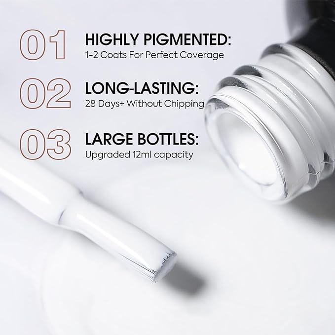 VENALISA White Gel Nail Polish 1 Pcs 12ml White Color Gel Polish Soak Off UV Salon Manicure DIY at Home Nail Art For Girls Women