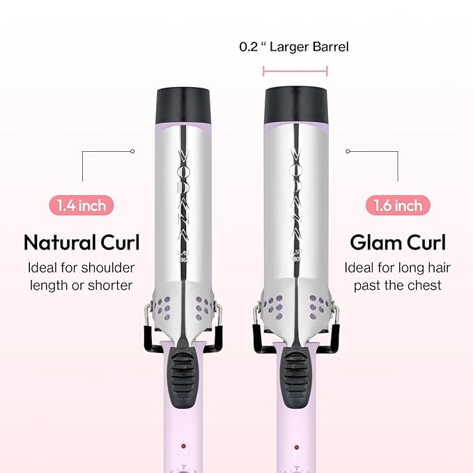 VODANA Professional GlamWave Ceramic Curling Iron, Long-Lasting Natural Curls, Instant Heat, Hair Curler, Curling Wand, Available in USA (1.6 inch, Lavender)