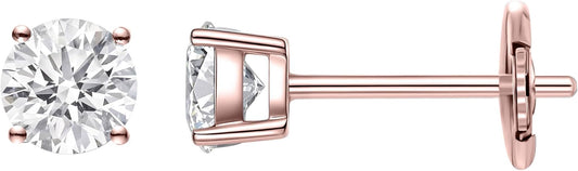 IGI Certified LAB-GROWN Round Cut Diamond Earrings 4 Prong (D-F Color, VS Clarity) Diamond Stud Earrings for Women, Elegant Stud Earrings