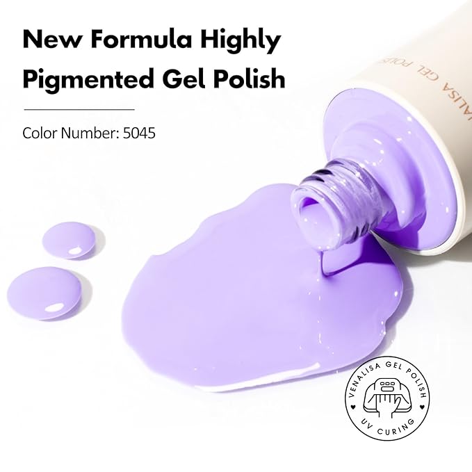 VENALISA Lavender Purple Gel Nail Polish, 1 Pcs Light Purple Gel Polish Pastel Color High Gloss Soak Off U V Nail Manicure Salon and DIY at Home Gifts for Women