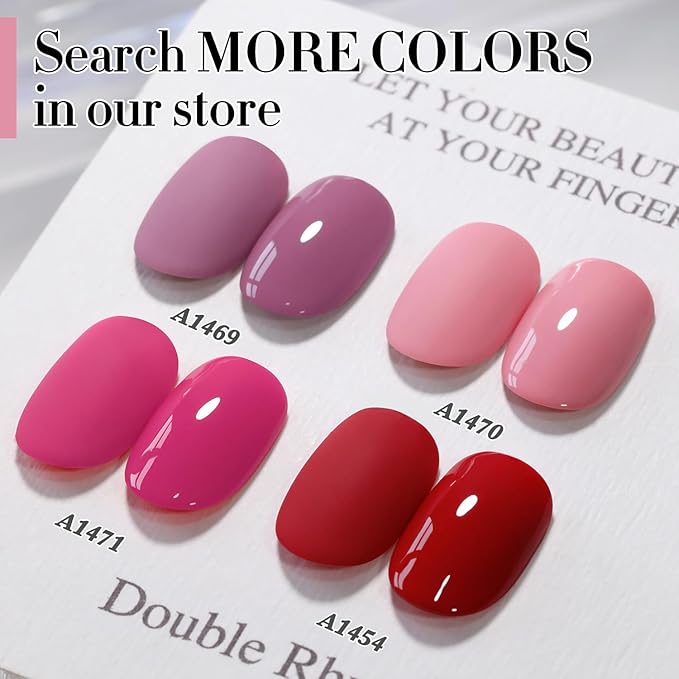 Double Rhythm Gel Polish 15ML Jelly Sheer Pastel Light Milky Color Pearl White Bottle 1 PC 0.5 OZ Full Size Nail Art Salon at Home (Pale Pink-D1470)