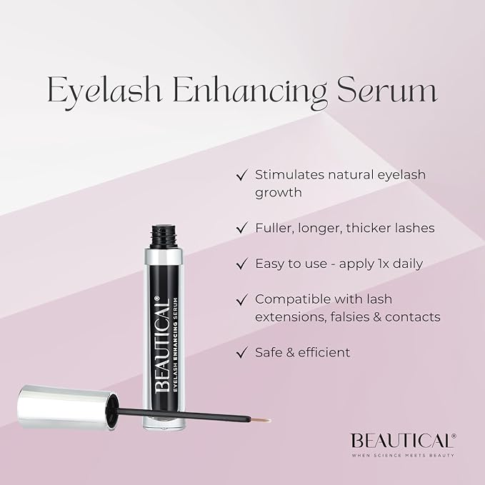 BEAUTICAL Eyelash Serum – Lash Enhancing & Conditioning Formula with Botanical Ingredients for the Appearance of Fuller, Shinier & Healthier-Looking Lashes – Nourishing Lash Care, 3ml
